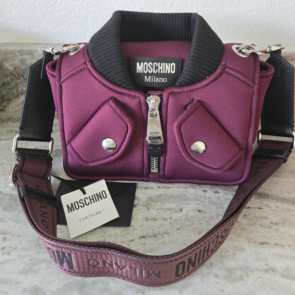 Nice Moschino Milano Biker Jacket Crossbody Bag